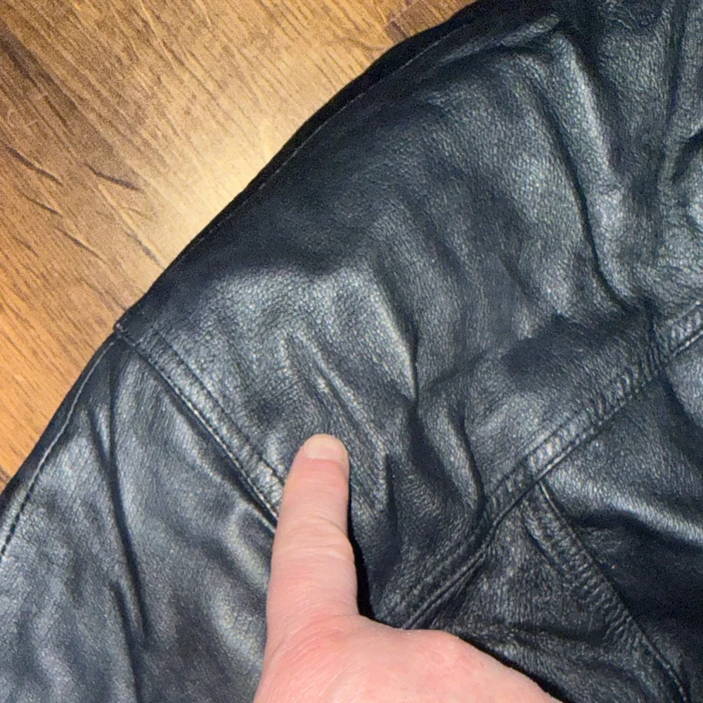VINTAGE Men's Black Leather Hooded Charles Klein Jacket (2XT)
